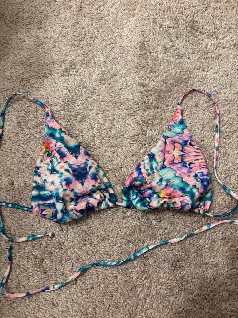 Reef Multicolor Marble Triangle Swim Top Small